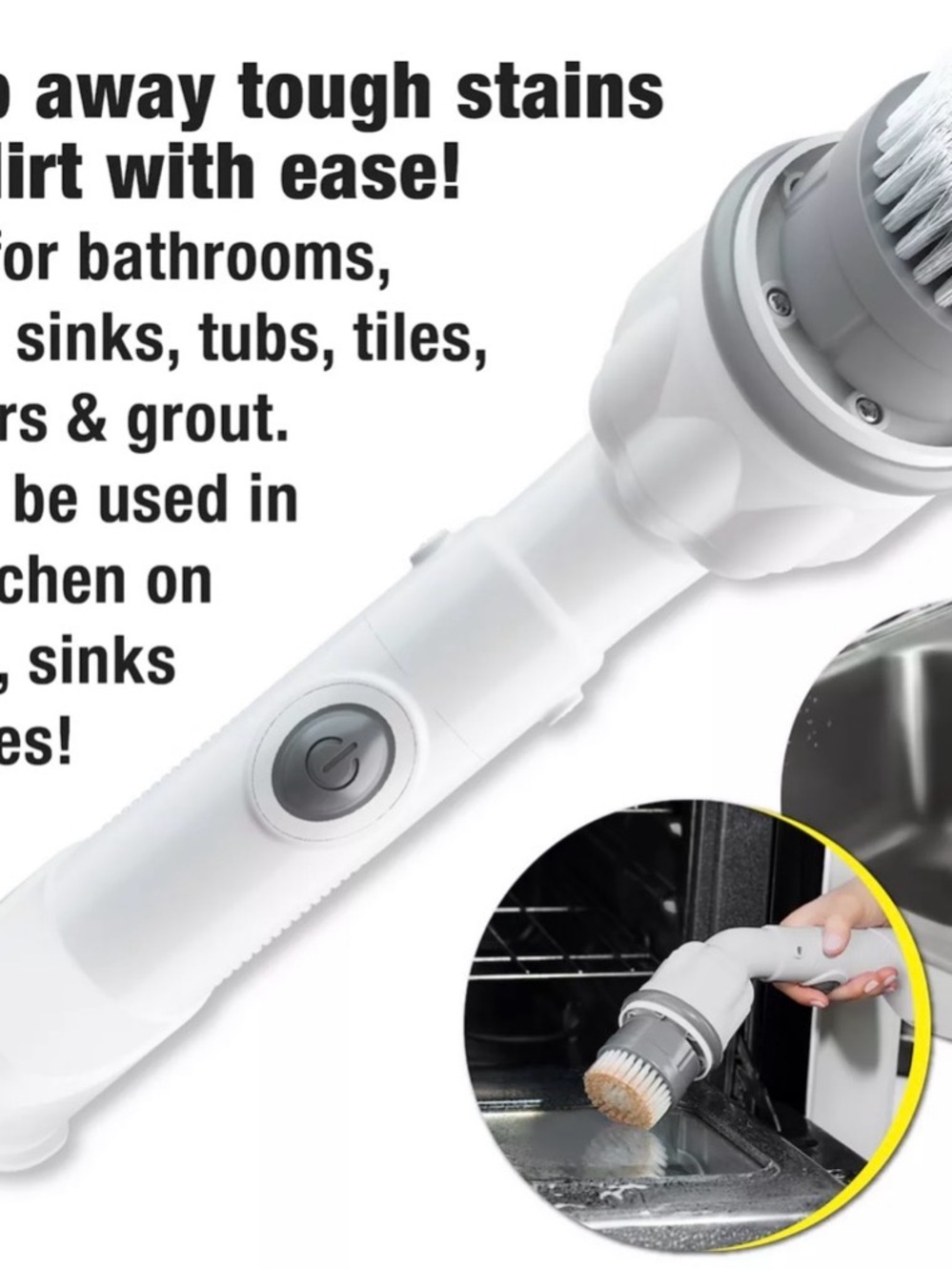 Express White Electric Scrub Brush with Power Button